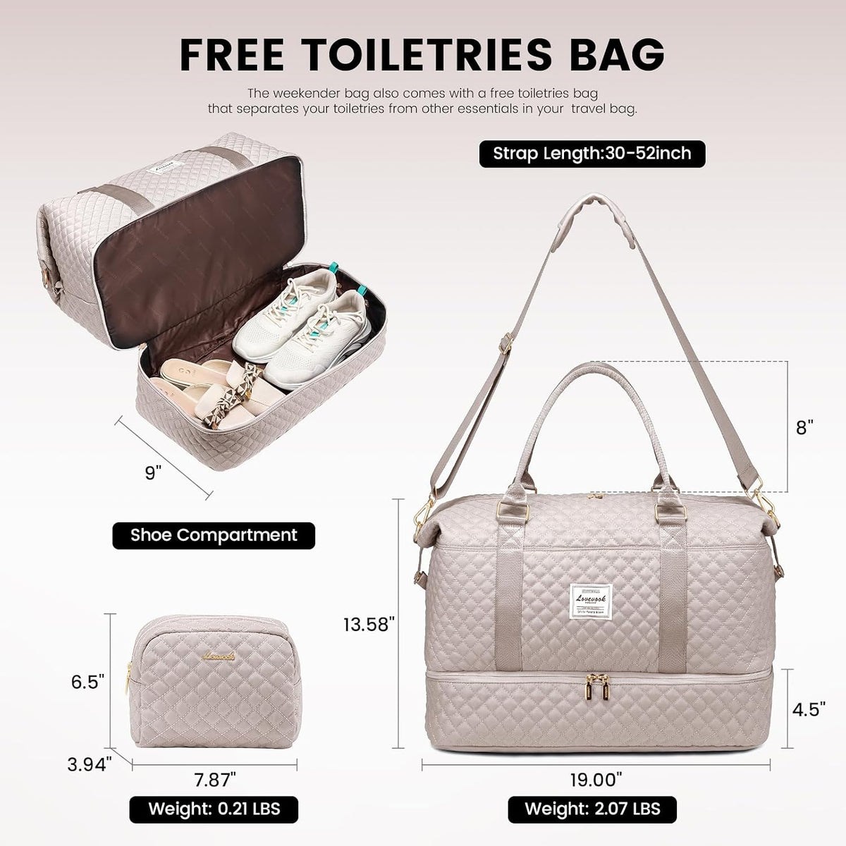 Travel Duffle Bag,Weekender Bags for Women with Shoe Compartment - Colors B