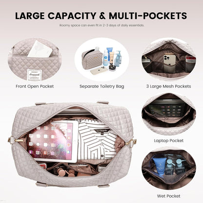 Travel Duffle Bag,Weekender Bags for Women with Shoe Compartment - Colors B