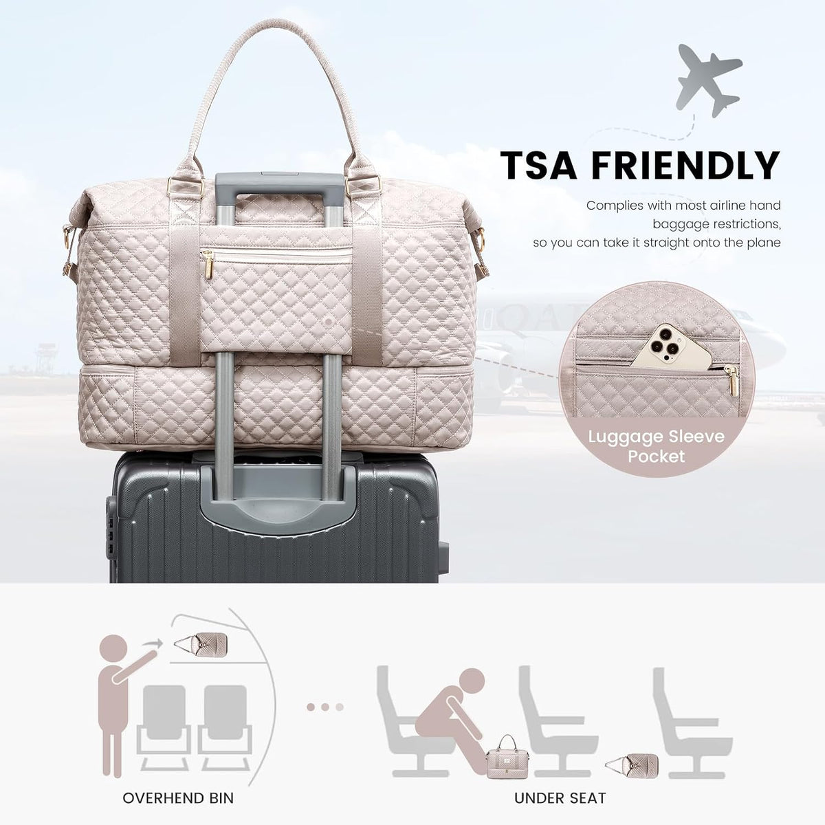 Travel Duffle Bag,Weekender Bags for Women with Shoe Compartment - Colors B