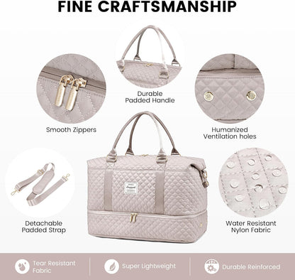 Travel Duffle Bag,Weekender Bags for Women with Shoe Compartment - Colors B