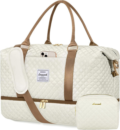 Travel Duffle Bag,Weekender Bags for Women with Shoe Compartment - Colors B