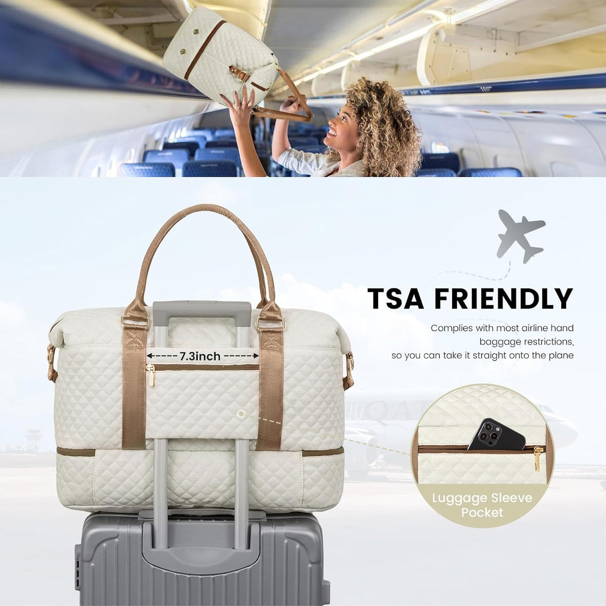 Travel Duffle Bag,Weekender Bags for Women with Shoe Compartment - Colors B