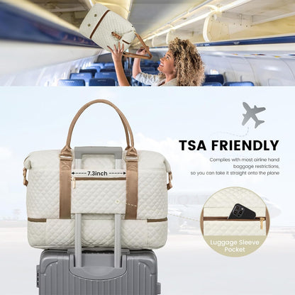 Travel Duffle Bag,Weekender Bags for Women with Shoe Compartment - Colors B