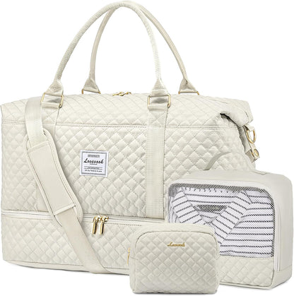 Travel Duffle Bag,Weekender Bags for Women with Shoe Compartment - Colors B
