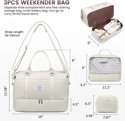 Travel Duffle Bag,Weekender Bags for Women with Shoe Compartment - Colors B