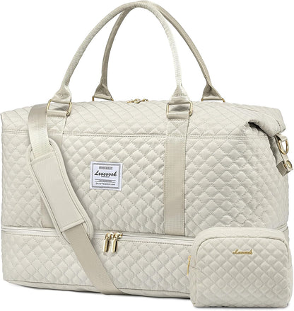 Travel Duffle Bag,Weekender Bags for Women with Shoe Compartment - Colors B