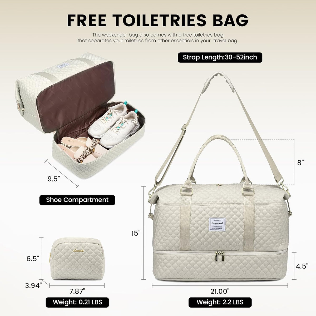 Travel Duffle Bag,Weekender Bags for Women with Shoe Compartment - Colors B