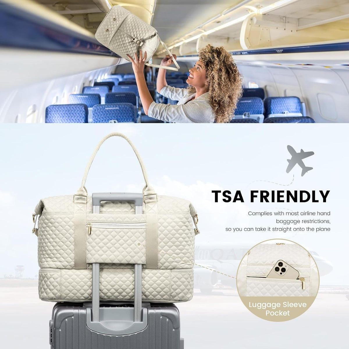 Travel Duffle Bag,Weekender Bags for Women with Shoe Compartment - Colors B