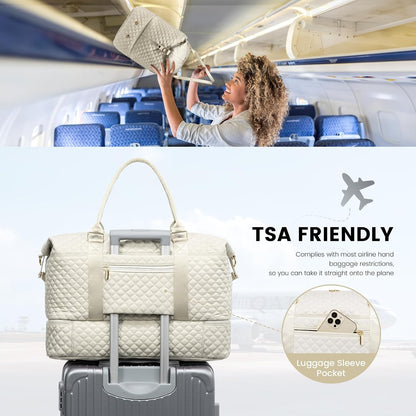 Travel Duffle Bag,Weekender Bags for Women with Shoe Compartment - Colors B