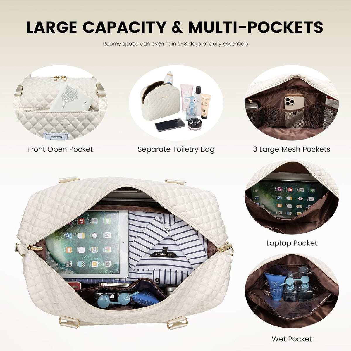 Travel Duffle Bag,Weekender Bags for Women with Shoe Compartment - Colors B