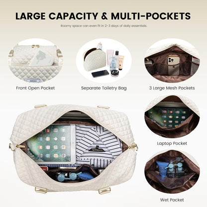 Travel Duffle Bag,Weekender Bags for Women with Shoe Compartment - Colors B