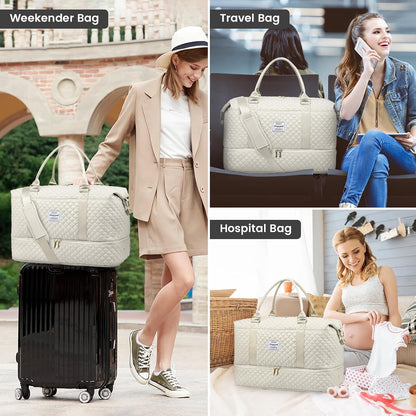 Travel Duffle Bag,Weekender Bags for Women with Shoe Compartment - Colors B