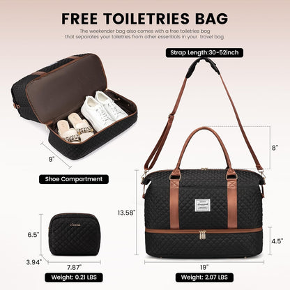 Travel Duffle Bag,Weekender Bags for Women with Shoe Compartment - Colors B