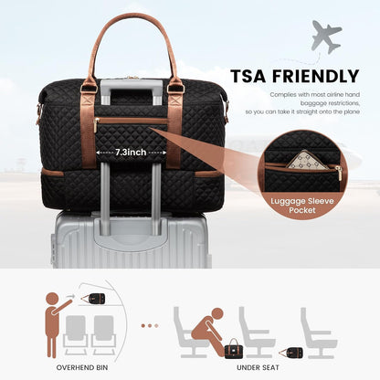 Travel Duffle Bag,Weekender Bags for Women with Shoe Compartment - Colors B
