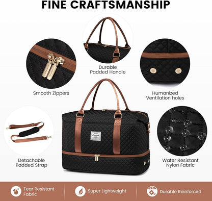 Travel Duffle Bag,Weekender Bags for Women with Shoe Compartment - Colors B