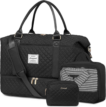 Travel Duffle Bag,Weekender Bags for Women with Shoe Compartment - Colors B