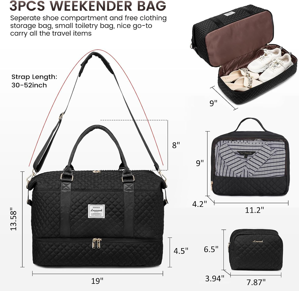 Travel Duffle Bag,Weekender Bags for Women with Shoe Compartment - Colors B
