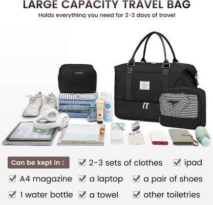 Travel Duffle Bag,Weekender Bags for Women with Shoe Compartment - Colors B