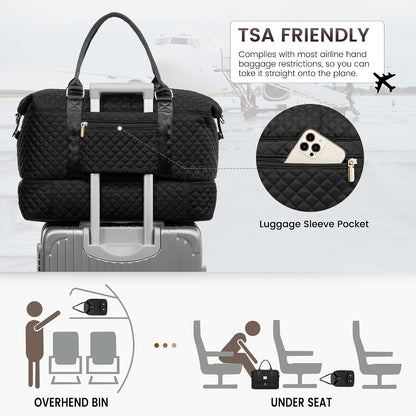 Travel Duffle Bag,Weekender Bags for Women with Shoe Compartment - Colors B