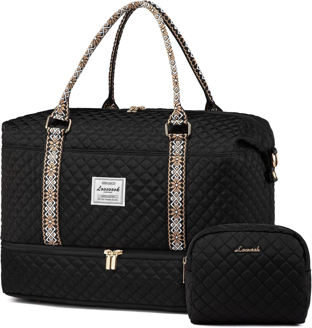 Travel Duffle Bag,Weekender Bags for Women with Shoe Compartment - Colors B