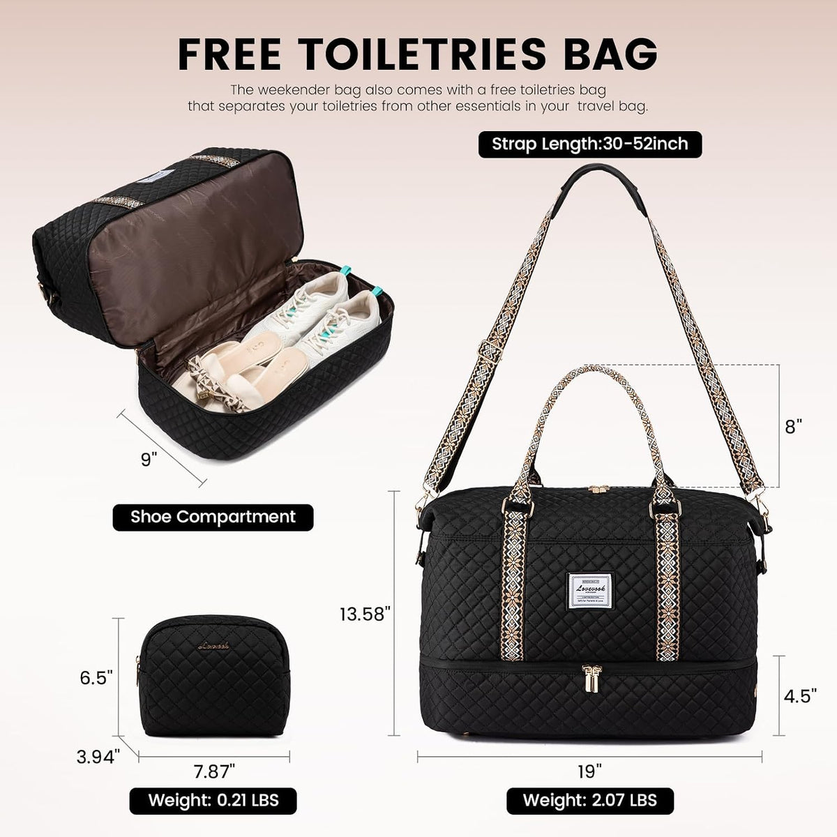 Travel Duffle Bag,Weekender Bags for Women with Shoe Compartment - Colors B
