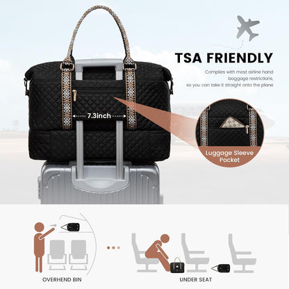 Travel Duffle Bag,Weekender Bags for Women with Shoe Compartment - Colors B