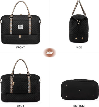 Travel Duffle Bag,Weekender Bags for Women with Shoe Compartment - Colors B
