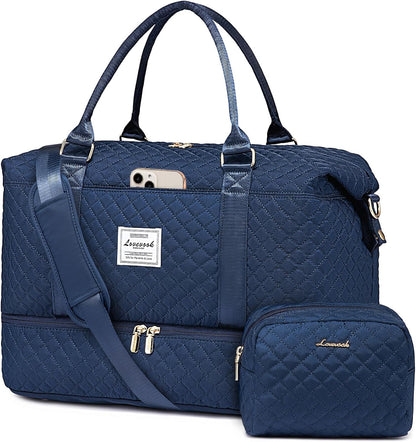 Travel Duffle Bag,Weekender Bags for Women with Shoe Compartment - Colors B