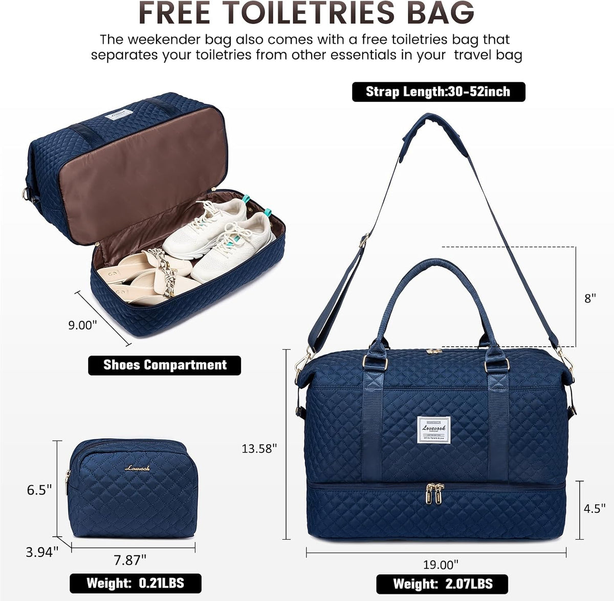 Travel Duffle Bag,Weekender Bags for Women with Shoe Compartment - Colors B