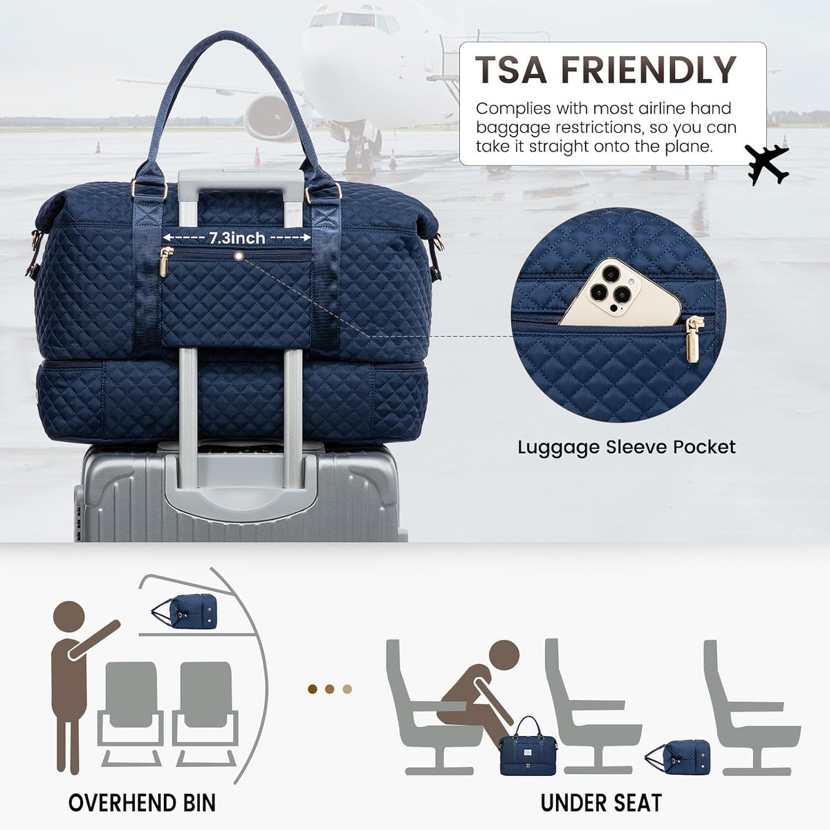 Travel Duffle Bag,Weekender Bags for Women with Shoe Compartment - Colors B