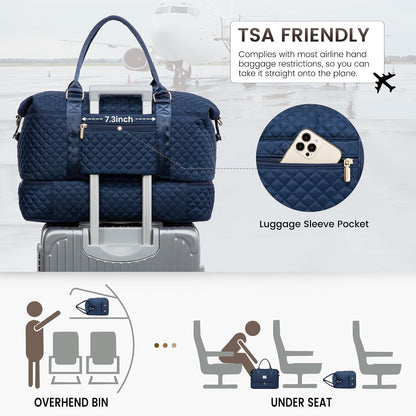 Travel Duffle Bag,Weekender Bags for Women with Shoe Compartment - Colors B