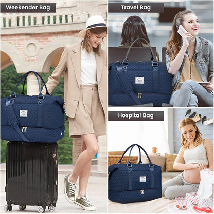Travel Duffle Bag,Weekender Bags for Women with Shoe Compartment - Colors B