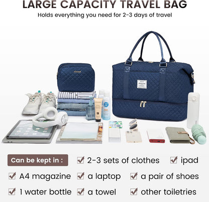 Travel Duffle Bag,Weekender Bags for Women with Shoe Compartment - Colors B