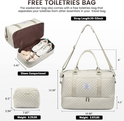 Travel Duffle Bag,Weekender Bags for Women with Shoe Compartment - Colors B