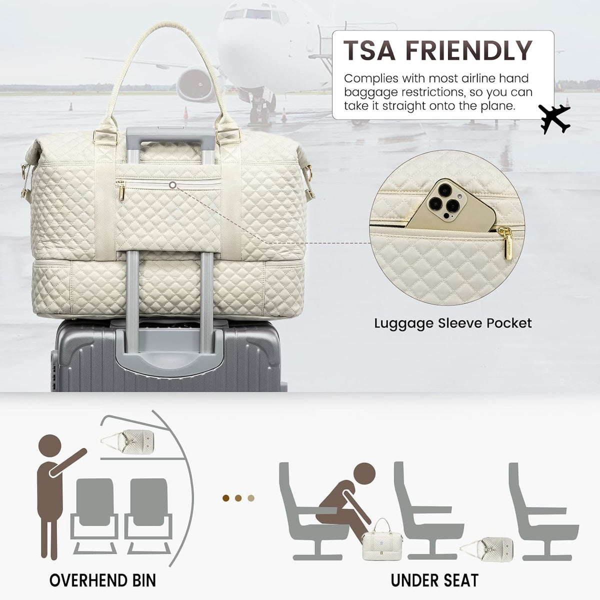 Travel Duffle Bag,Weekender Bags for Women with Shoe Compartment - Colors B