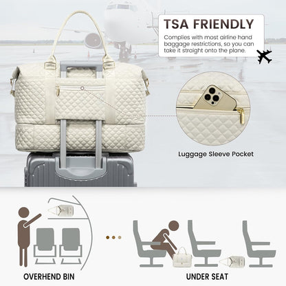 Travel Duffle Bag,Weekender Bags for Women with Shoe Compartment - Colors B