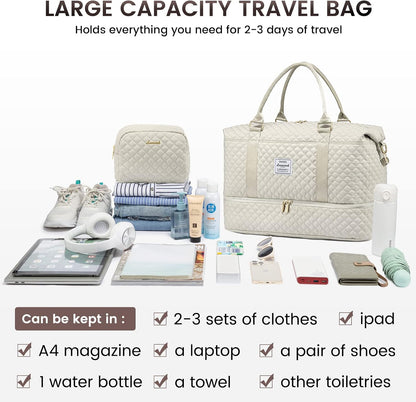 Travel Duffle Bag,Weekender Bags for Women with Shoe Compartment - Colors B