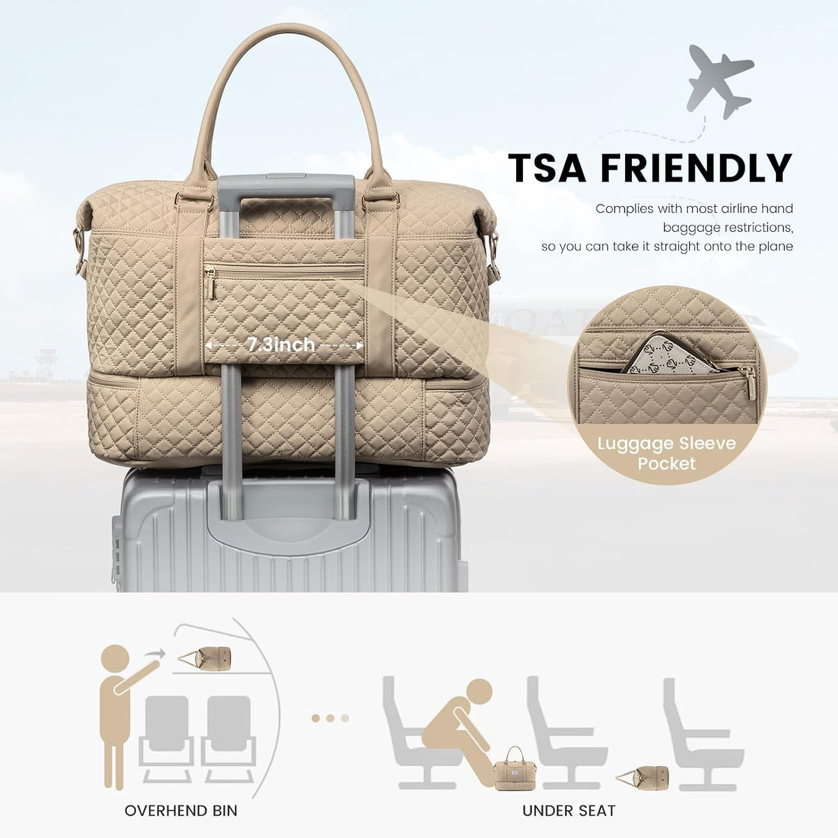 Travel Duffle Bag,Weekender Bags for Women with Shoe Compartment - Colors B