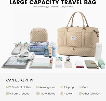 Travel Duffle Bag,Weekender Bags for Women with Shoe Compartment - Colors B