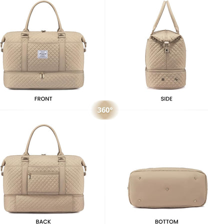 Travel Duffle Bag,Weekender Bags for Women with Shoe Compartment - Colors B