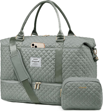 Travel Duffle Bag,Weekender Bags for Women with Shoe Compartment - Colors B