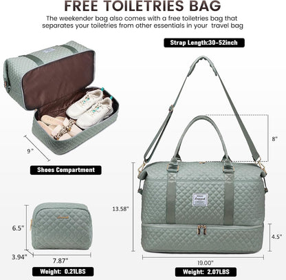 Travel Duffle Bag,Weekender Bags for Women with Shoe Compartment - Colors B