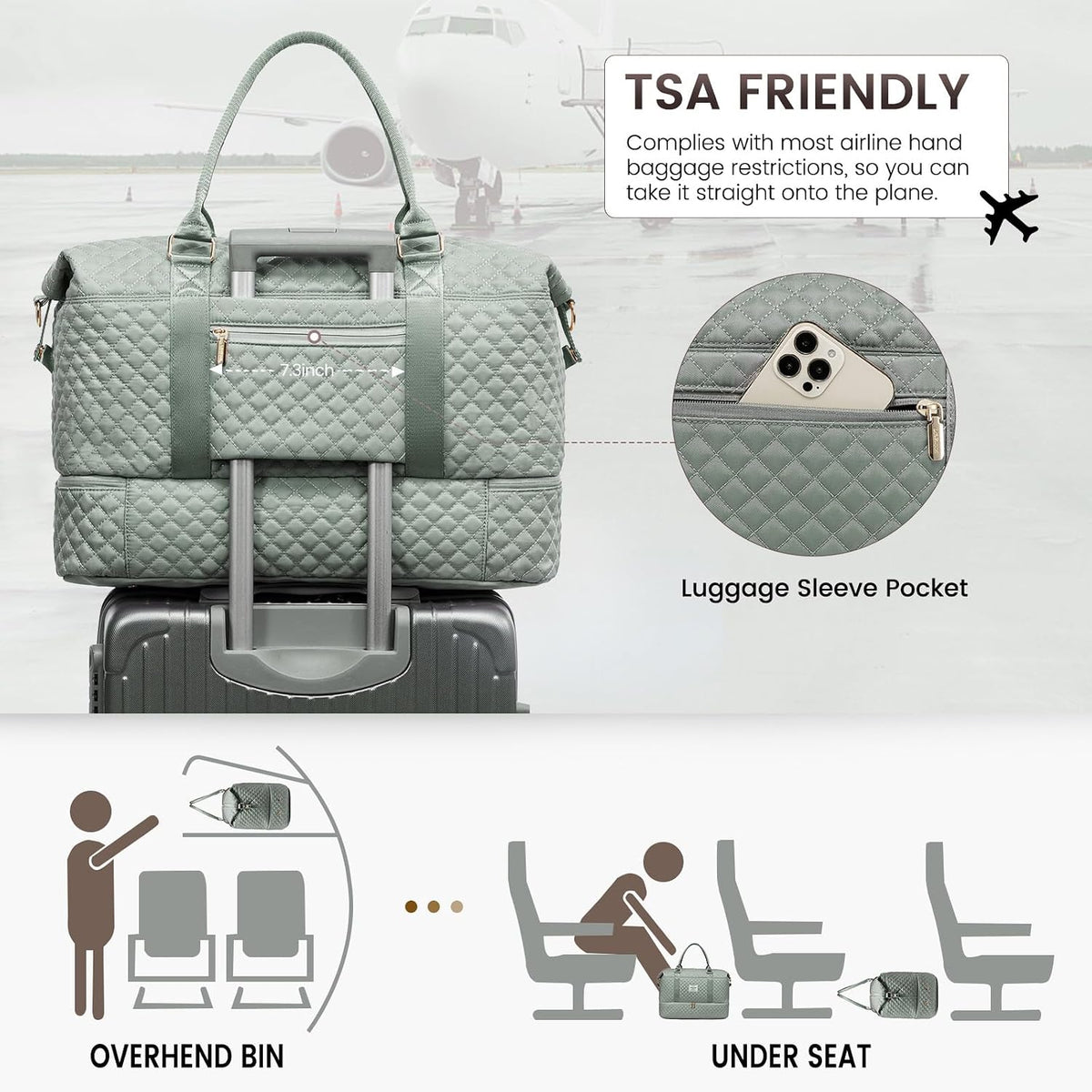 Travel Duffle Bag,Weekender Bags for Women with Shoe Compartment - Colors B