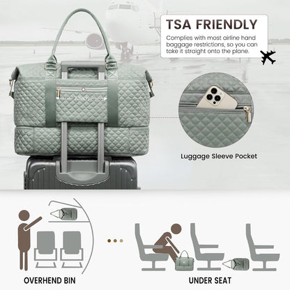 Travel Duffle Bag,Weekender Bags for Women with Shoe Compartment - Colors B