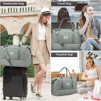 Travel Duffle Bag,Weekender Bags for Women with Shoe Compartment - Colors B