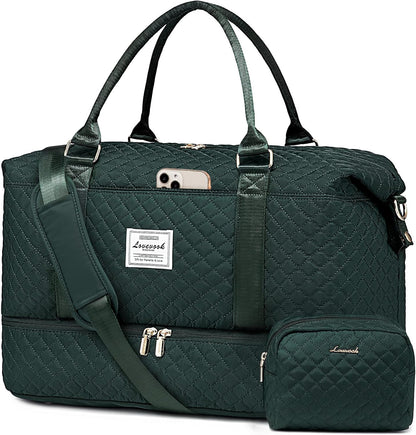 Travel Duffle Bag,Weekender Bags for Women with Shoe Compartment - Colors B