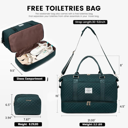 Travel Duffle Bag,Weekender Bags for Women with Shoe Compartment - Colors B