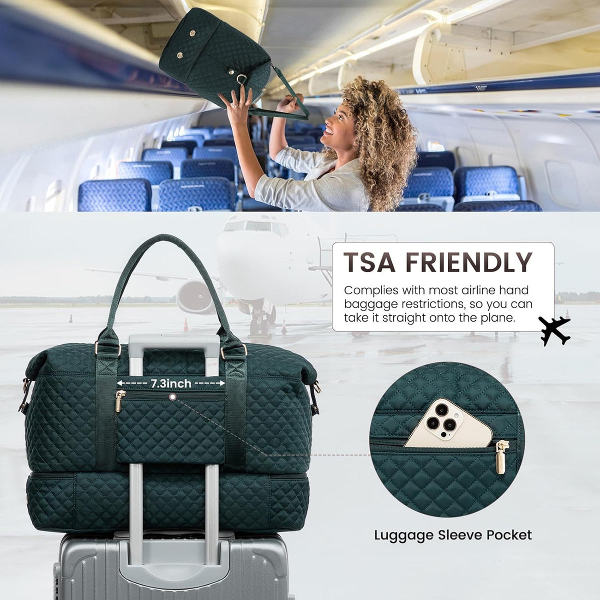 Travel Duffle Bag,Weekender Bags for Women with Shoe Compartment - Colors B
