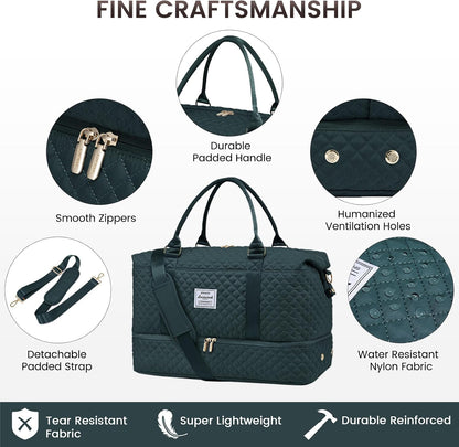 Travel Duffle Bag,Weekender Bags for Women with Shoe Compartment - Colors B