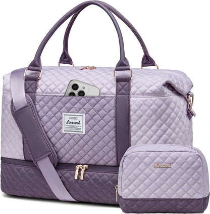 Travel Duffle Bag,Weekender Bags for Women with Shoe Compartment - Colors B